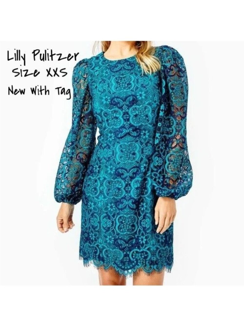 Lilly Pulitzer Lace Mini Dress Teal 2-Tone Size XXS New With Tag